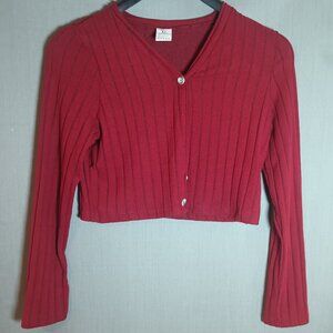 LONG SLEEVE CROP TOP BUTTON UP SWEATER WOMENS SIZE XL NEW
